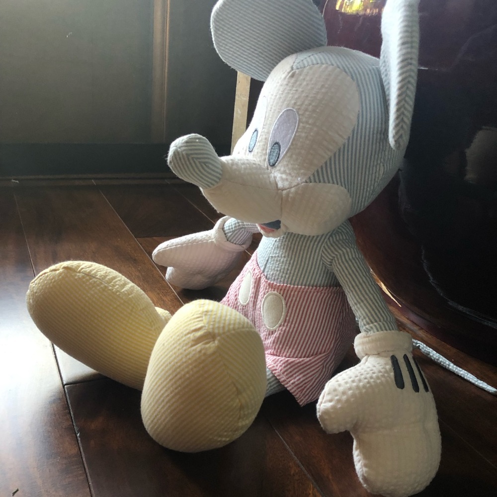 💙 Vintage Disney Seersucker Plush Mickey Mouse